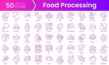 Yemek ikonları. Gradyan stil simgesi paketi. Vektör İllüstrasyonu