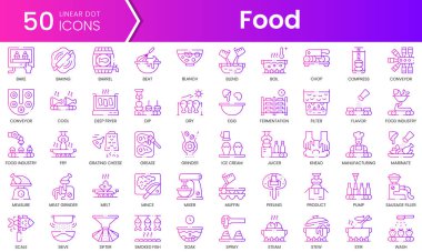 Yiyecek işleme ikonları. Gradyan stil simgesi paketi. Vektör İllüstrasyonu