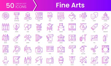 Güzel sanatlar ikonları. Gradyan stil simgesi paketi. Vektör İllüstrasyonu