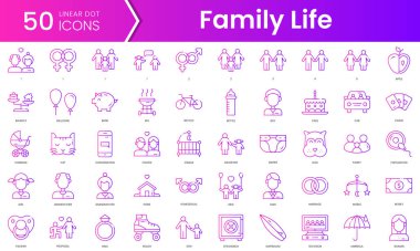 Aile hayatı ikonları. Gradyan stil simgesi paketi. Vektör İllüstrasyonu
