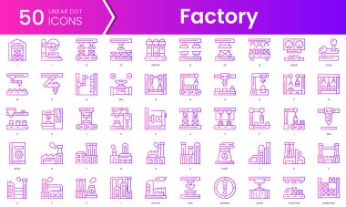 Fabrika ikonları. Gradyan stil simgesi paketi. Vektör İllüstrasyonu