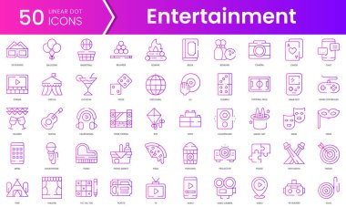 Eğlence ikonları. Gradyan stil simgesi paketi. Vektör İllüstrasyonu