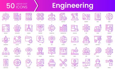 Mühendislik ikonları. Gradyan stil simgesi paketi. Vektör İllüstrasyonu