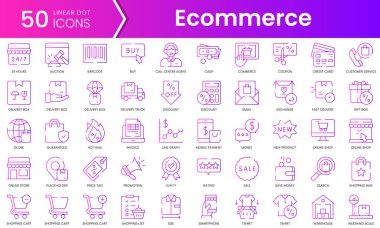 Bir dizi ekommerce simgesi. Gradyan stil simgesi paketi. Vektör İllüstrasyonu