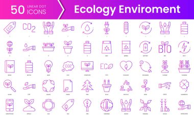 Ekoloji çevre ikonları seti. Gradyan stil simgesi paketi. Vektör İllüstrasyonu