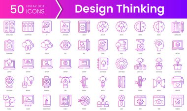 Tasarım düşünme simgeleri. Gradyan stil simgesi paketi. Vektör İllüstrasyonu