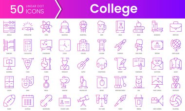 Bir dizi üniversite ikonu. Gradyan stil simgesi paketi. Vektör İllüstrasyonu