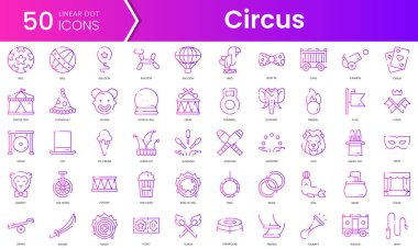 Sirk ikonları. Gradyan stil simgesi paketi. Vektör İllüstrasyonu
