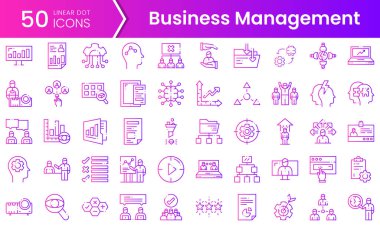 Bir dizi işletme yönetim ikonu. Gradyan stil simgesi paketi. Vektör İllüstrasyonu