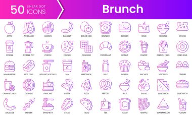 Brunch ikonları. Gradyan stil simgesi paketi. Vektör İllüstrasyonu