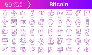Bitcoin simgeleri seti. Gradyan stil simgesi paketi. Vektör İllüstrasyonu