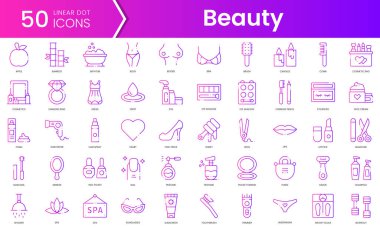 Güzellik simgeleri. Gradyan stil simgesi paketi. Vektör İllüstrasyonu