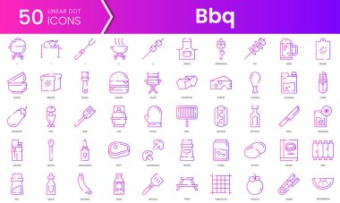 Bir dizi bbq simgesi. Gradyan stil simgesi paketi. Vektör İllüstrasyonu