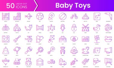 Bebek oyuncakları ikonları. Gradyan stil simgesi paketi. Vektör İllüstrasyonu