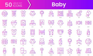 Bir grup bebek ikonu. Gradyan stil simgesi paketi. Vektör İllüstrasyonu