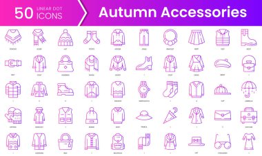 Sonbahar aksesuar ikonları. Gradyan stil simgesi paketi. Vektör İllüstrasyonu