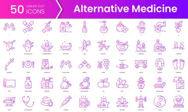 Alternatif tıp ikonları. Gradyan stil simgesi paketi. Vektör İllüstrasyonu