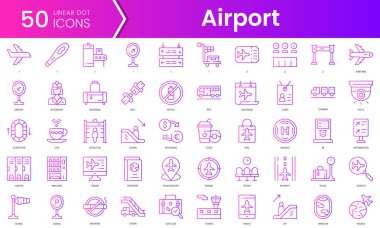 Havaalanı ikonları. Gradyan stil simgesi paketi. Vektör İllüstrasyonu