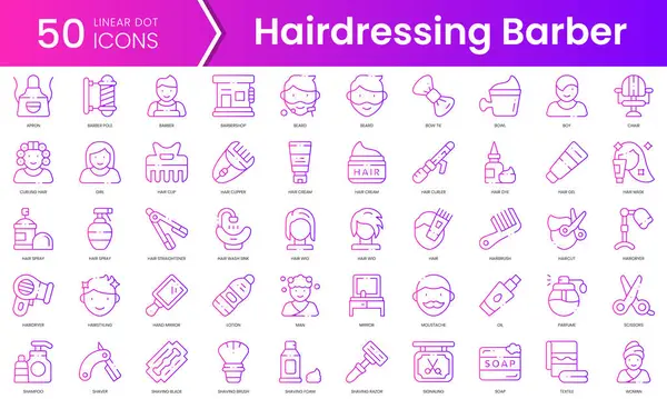 Berber ikonları takımı. Gradyan stil simgesi paketi. Vektör İllüstrasyonu