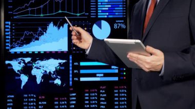 Business data on monitor screen