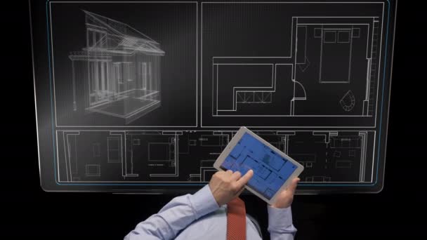 Architect Futuristic Monitor Office — Stock video