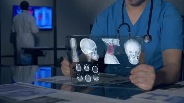 Futuristic Medical Tablet Hospital Office — Vídeo de Stock