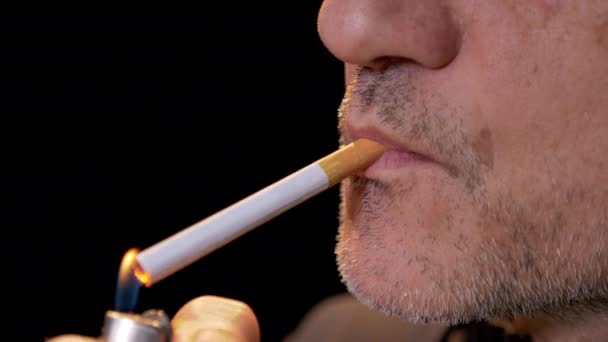 Zigarette Aus Nächster Nähe Rauchen — Stockvideo