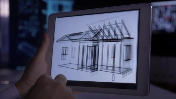 Σχέδια Αρχιτέκτονα Στο Tablet — Αρχείο Βίντεο