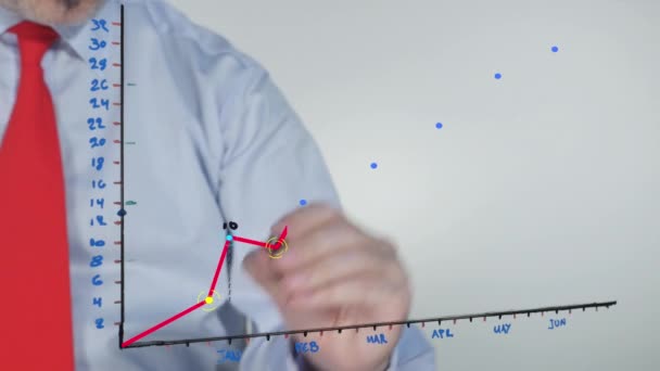 Businessman Writing Glass Finance Data Index — Stock Video