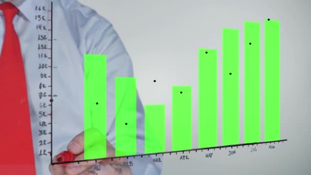 Businessman Drawing Glass Growth Indicator — Vídeo de Stock