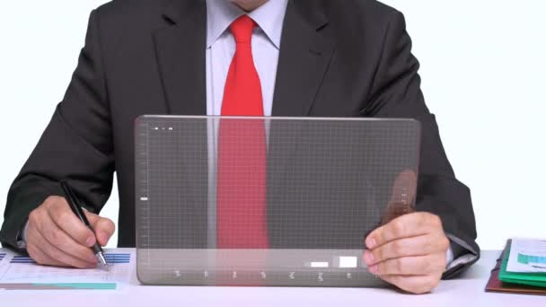 Business Data Futuristic Tablet — Stock video