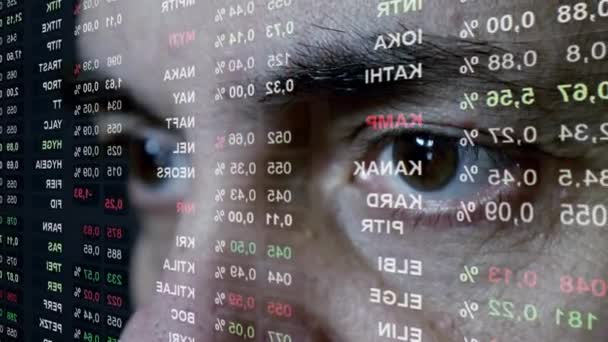 Trader Looking Stock Market Data Screen Close — Stockvideo