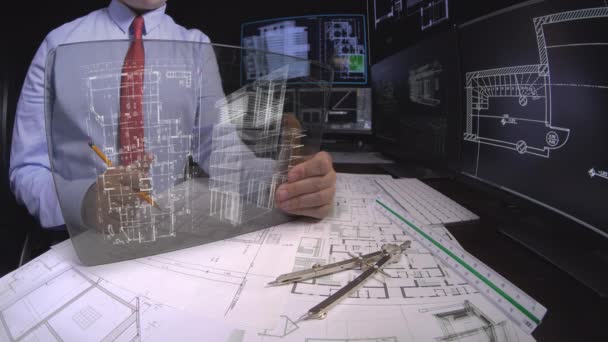 Architect Using Touch Screen Tablet — Wideo stockowe