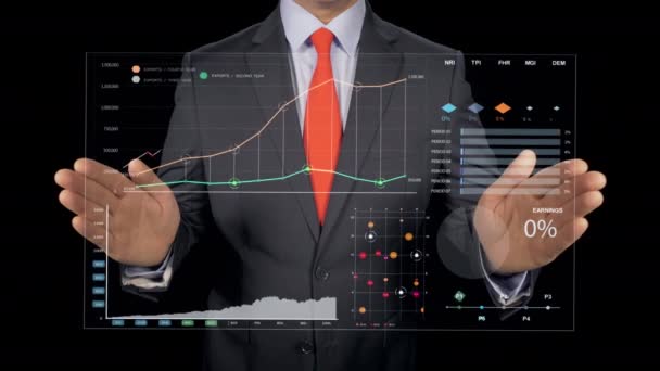 Trader Looking Business Results Chart — Stockvideo