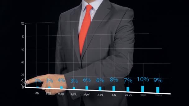 Trader Looking Growth Chart Data Screen — Stok Video