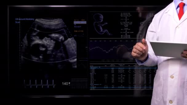 Läkare Med Ultraljud Prenatal Kontroll — Stockvideo