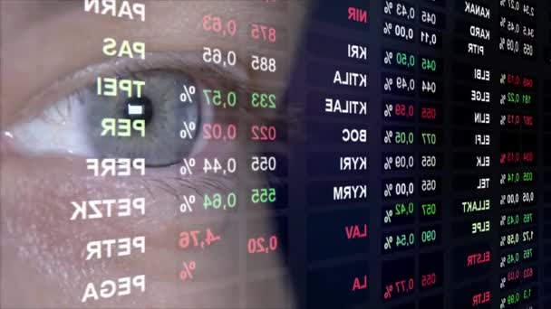 Eye Looking Stock Market Data — Stock Video
