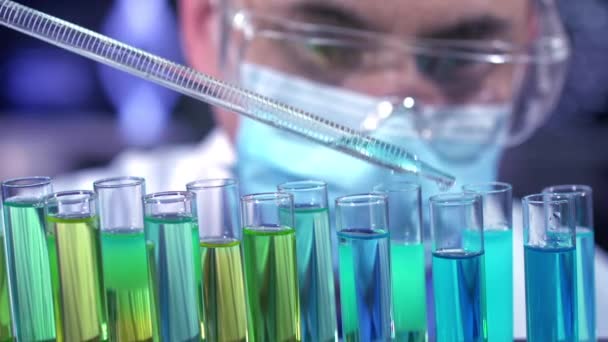 Experiência Ensaio Químico Laboratório Biológico — Vídeo de Stock