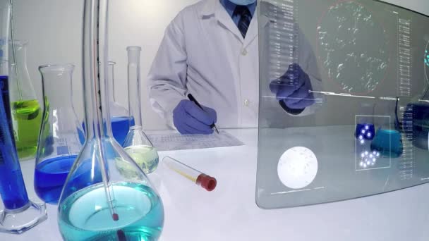 Experiment Met Chemische Tests Biolaboratoria — Stockvideo