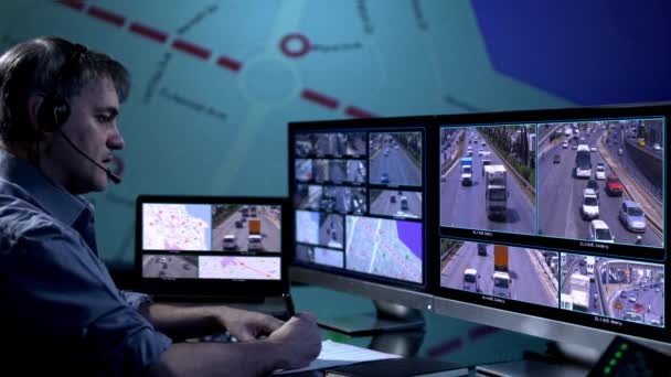 Interfaccia Computer Sistema Telecamera Controllo Del Traffico — Video Stock