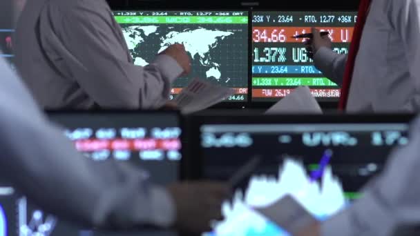 Mercado Valores Comerciantes Concepto Negocio — Vídeo de stock