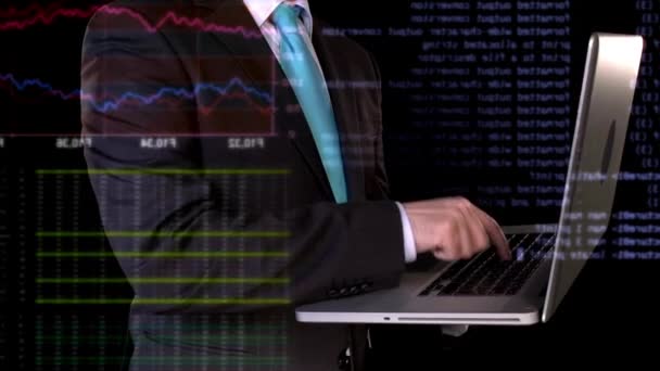 Businessman Analyzing Stock Market Data — Stock Video