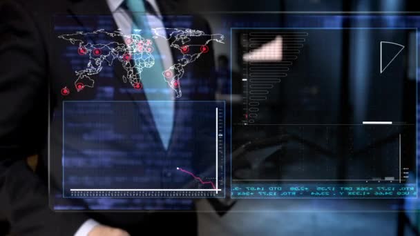 Monitor Touch Screen Con Grafici Dati — Video Stock