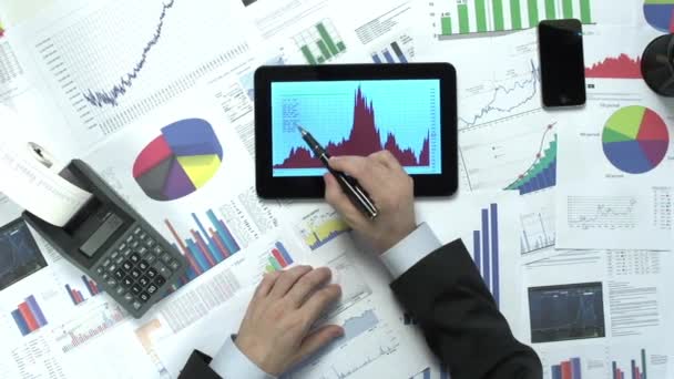 Értékesítési Infografikák Képernyő Pénzügyi Adatok Elemzése — Stock videók