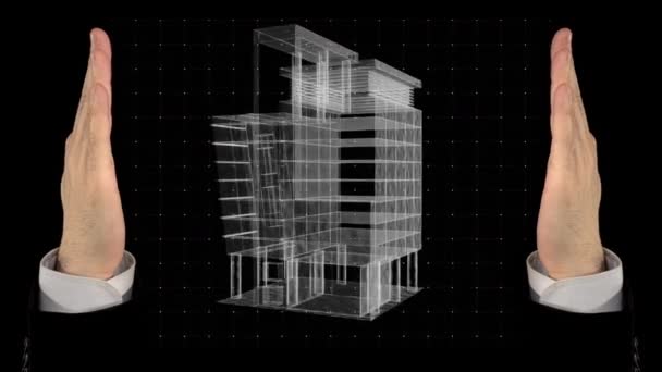 Cetak Biru Layar Futuristik Arsitek — Stok Video