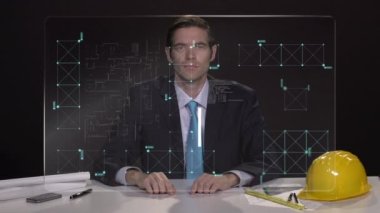 Ofiste çalışan mimar. 