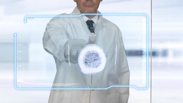 Yüksek Teknolojik Mri Beyin Skelet Taraması Klip Doktor Yüksek Teknolojili — Stok video
