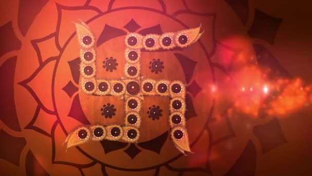 Happy Diwali Deepavali Festival Lights Celebration Titles Traditional Indian Background — Stock video