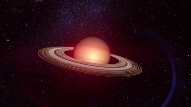 Saturn Planet Its Rings Orbiting Space Our Solar System — Video Stock