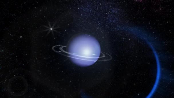 Planeta Neptuna Pierścieniami Materiał Graficzny Astronomiczna Reprezentacja Planety Neptun Obracającej — Wideo stockowe